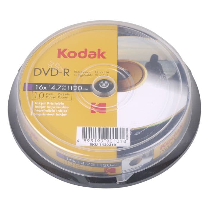 KODAK DVD-R Printable 10-Pack 16x 4.7GB KODAK DVD-R 16x 4.7GB ...