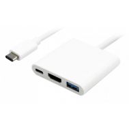 POWERTECH αντάπτορας Type-C σε HDMI + Type-C + USB 3.0 PTH-042 4K, λευκό | CARD READERS στο smart-tech.gr