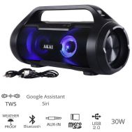 Akai ABTS-50 Αδιάβροχο φορητό ηχείο Bluetooth με TWS, USB, LED, micro SD και Aux-In – 30 W | Φορητά ασύρματα ηχεία Bluetooth στο smart-tech.gr