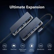 ORICO docking station WB-11P, USB Type-C, 11-ports, 100W, γκρι | CARD READERS στο smart-tech.gr