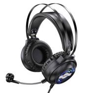 Ακουστικά Stereo Gaming Hoco W101 Streamer σύνδεση διπλού 3.5mm USB με Μικρόφωνο Μεγάλο Καλώδιο LED 7 Χρωμάτων Μαύρο | HEADSETS στο smart-tech.gr