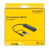 DELOCK USB hub 64149 3x USB 3.2 Gen 1/Gigabit LAN 1000Mbps, 5Gbps, μαύρο | CARD READERS στο smart-tech.gr