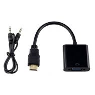 POWERTECH αντάπτορας HDMI σε VGA CAB-H071, με audio jack, μαύρο, 0.20m | Λοιπά Καλώδια, Adaptors & Μετατροπείς στο smart-tech.gr