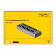 DELOCK hub 10x USB με διακόπτες 63670, USB 3.0, 5Gbps, LED, γκρι | CARD READERS στο smart-tech.gr