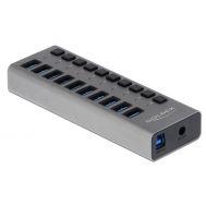 DELOCK hub 10x USB με διακόπτες 63670, USB 3.0, 5Gbps, LED, γκρι | CARD READERS στο smart-tech.gr