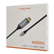 CABLETIME καλώδιο USB-C σε HDMI C160, 4K, gold plated, 1.8m, μαύρο | Καλώδια USB-C (Type-C) στο smart-tech.gr