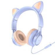 Ακουστικά Stereo Hoco W36 Cat ear με Μικρόφωνο 3.5mm Γαλάζιο | HEADSETS στο smart-tech.gr