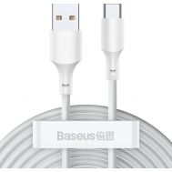 Baseus Simple Wisdom Regular USB 2.0 Cable USB-C male - USB-A male Λευκό 1.5m (TZCATZJ-02) (BASTZCATZJ-02) | ΚΑΛΩΔΙΑ & ADAPTORS στο smart-tech.gr
