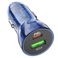 Φορτιστής Αυτοκινήτου Hoco Z47 Transparent Discovery Dual Port Fast Charge PD30W QC3.0 USB 20W, USB-C 30W 5V/3A Διαφανής Μπλε | ΦΟΡΤΙΣΤΕΣ / ΤΡΟΦΟΔΟΤΙΚΑ USB στο smart-tech.gr