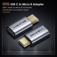 CABLETIME αντάπτορας USB Type-C σε USB Micro θηλυκό C160, γκρι | Καλώδια USB-C (Type-C) στο smart-tech.gr