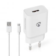 Nedis Φορτιστής με Θύρα USB-A και Καλώδιο USB-C 12W Λευκός (WCHAC242A) (NEDWCHAC242AWT) | ΦΟΡΤΙΣΤΕΣ / ΤΡΟΦΟΔΟΤΙΚΑ USB στο smart-tech.gr