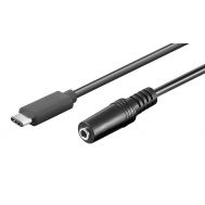 POWERTECH καλώδιο USB-C σε 3.5mm CAB-UC059 αρσενικό σε θηλυκό, 1m, μαύρο | Καλώδια USB-C (Type-C) στο smart-tech.gr