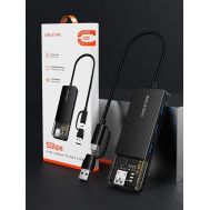 CABLETIME USB hub CT-HUBT3-PB, 4x θυρών, USB/USB-C σύνδεση, 5Gbps, μαύρο | CARD READERS στο smart-tech.gr