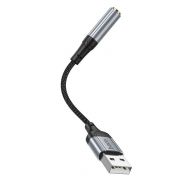 Εξωτερική Κάρτα Ήχου Hoco LS36 Fresh USB to 3.5mm Hi-Fi Συμβατός με όλες τις Συσκευές Braided 12cm | ΚΑΛΩΔΙΑ & ADAPTORS στο smart-tech.gr