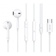 CELEBRAT earphones με μικρόφωνο E500, USB-C, 1.2m, λευκά | Ακουστικά Bluetooth στο smart-tech.gr