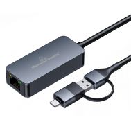 POWERTECH αντάπτορας δικτύου PTR-0149, USB & USB-C, 1000 Mbps, γκρι | USB - PCI Κάρτες δικτύου στο smart-tech.gr