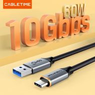 CABLETIME καλώδιο USB-C σε USB CT-AMCMG2, 60W, 10Gbps, 1.5m, μαύρο | Καλώδια USB-C (Type-C) στο smart-tech.gr