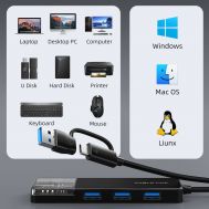 CABLETIME USB hub CT-HUBT5-PB, 4x θυρών, 10Gbps, USB/USB-C σύνδεση, μαύρο | CARD READERS στο smart-tech.gr