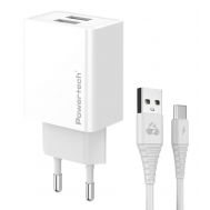 POWERTECH φορτιστής τοίχου PT-1324 με καλώδιο USB-C, 2x USB, 12W, λευκός | ΦΟΡΤΙΣΤΕΣ / ΤΡΟΦΟΔΟΤΙΚΑ USB στο smart-tech.gr
