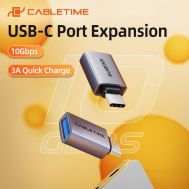 CABLETIME αντάπτορας USB-C σε USB CT-CMAF10-AG, 10Gbps, γκρι | Καλώδια USB-C (Type-C) στο smart-tech.gr