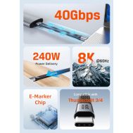 CABLETIME καλώδιο USB-C CT-FU4-AG, flat, 240W, 40Gbps, 8K/60Hz, USB4, 0.15m, μαύρο | Καλώδια USB-C (Type-C) στο smart-tech.gr