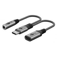 GOOBAY αντάπτορας USB-C σε 3.5mm & USB-C 74524, 60W, 480Mbps, γκρι | Καλώδια USB-C (Type-C) στο smart-tech.gr