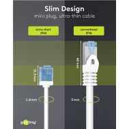 GOOBAY καλώδιο δικτύου 74287, CAT 6A U/UTP, slim, copper, 500MHz, 2m, λευκό | Καλώδια δικτύου στο smart-tech.gr