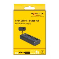 DELOCK USB hub 64326 με διακόπτες, 7x θυρών, 10Gbps, USB/USB-C σύνδεση, μαύρο | CARD READERS στο smart-tech.gr