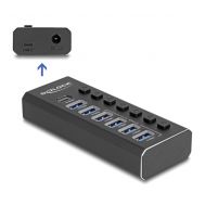 DELOCK USB hub 64326 με διακόπτες, 7x θυρών, 10Gbps, USB/USB-C σύνδεση, μαύρο | CARD READERS στο smart-tech.gr