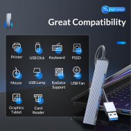 ORICO USB hub AH-A13, 4x θυρών, USB 3.0, 5Gbps, USB σύνδεση, γκρι | CARD READERS στο smart-tech.gr