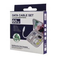 POWERTECH all in one κιτ φόρτισης με καλώδιο & αντάπτορες CAB-U162, 60W, 30cm, μαύρο | Καλώδια USB-C (Type-C) στο smart-tech.gr