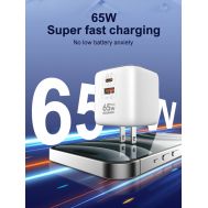 LDNIO φορτιστής τοίχου Q2617 με καλώδιο USB-C, EU/UK/US βύσμα, USB/USB-C, 65W, GaN, λευκός | ΦΟΡΤΙΣΤΕΣ / ΤΡΟΦΟΔΟΤΙΚΑ USB στο smart-tech.gr