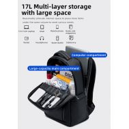 GOLDEN WOLF τσάντα πλάτης GB00731 με θήκη laptop 15.6", 17L, μαύρη | Τσάντες & Σακίδια καθημερινής χρήσης στο smart-tech.gr