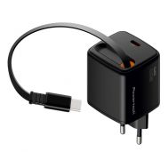 POWERTECH φορτιστής τοίχου PT-1573 με πτυσσόμενο καλώδιο, USB-C, 65W, GaN, μαύρος | ΦΟΡΤΙΣΤΕΣ / ΤΡΟΦΟΔΟΤΙΚΑ USB στο smart-tech.gr