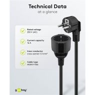 GOOBAY μπαλαντέζα προέκταση ρεύματος 94700, schuko, 3x 1.5mm², 2m, μαύρη | Πολύπριζα - Μπαλαντέζες στο smart-tech.gr