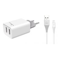 POWERTECH Φορτιστής τοίχου & καλώδιο Lightning PT-777, 2x USB, 2.1A | ΦΟΡΤΙΣΤΕΣ / ΤΡΟΦΟΔΟΤΙΚΑ USB στο smart-tech.gr