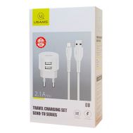 USAMS φορτιστής τοίχου T20 & καλώδιο Micro USB, 2x USB, 2.1A, λευκός | ΦΟΡΤΙΣΤΕΣ / ΤΡΟΦΟΔΟΤΙΚΑ USB στο smart-tech.gr