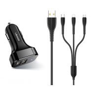 USAMS φορτιστής αυτοκινήτου C13 & καλώδιο 3 σε 1, 2x USB, 2.1A, μαύρο | ΦΟΡΤΙΣΤΕΣ / ΤΡΟΦΟΔΟΤΙΚΑ USB στο smart-tech.gr
