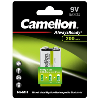 NH9V200AR-BP1 ΜΠΑΤΑΡΙΑ CAMELION ALWAYS READY 9V CAMELION | ΕΠΑΝΑΦΟΡΤΙΖΟΜΕΝΕΣ ΜΠΑΤΑΡΙΕΣ ΝΙΚΕΛΙΟΥ ΜΕΤΑΛΛΟΥ (Ni-Mh) στο smart-tech.gr