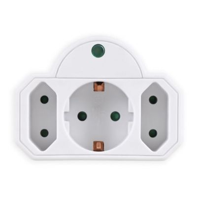 POWERTECH αντάπτορας ρεύματος PT-816, 1x schuko, 2x euro, 16A, λευκός | Αντάπτορες Ρεύματος στο smart-tech.gr