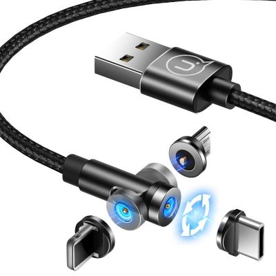 USAMS Καλώδιο USB σε lightning U59, μαγνητικό, περιστρεφόμενο, 1m, μαύρο | ΚΑΛΩΔΙΑ & ADAPTORS στο smart-tech.gr