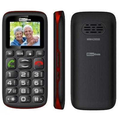 Maxcom MM428L (Dual Sim) 1.8" με Μεγάλα Πλήκτρα, Ραδιόφωνο (Λειτουργεί χωρίς Handsfree), Φακό και Πλήκτρο Έκτακτης Ανάγκης Μαύρο | Κινητά Τηλέφωνα για Ηλικιωμένους στο smart-tech.gr