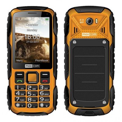 Maxcom MM920 2.8" Water-dust proof IP67 με Φακό, Ραδιόφωνο (Λειτουργεί χωρίς Handsfree) και Κάμερα Πορτοκαλί - Μαύρο | Αδιάβροχα & Ανθεκτικά Κινητά Τηλέφωνα  στο smart-tech.gr