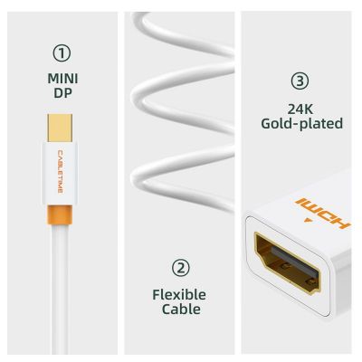 CABLETIME αντάπτορας Mini DisplayPort σε HDMI AV589, 4K, 0.2m, λευκός | Λοιπά Καλώδια, Adaptors & Μετατροπείς στο smart-tech.gr
