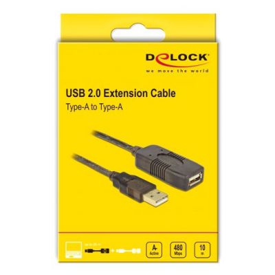 DELOCK καλώδιο USB 2.0 αρσενικό σε θηλυκό 82446, 480Mbps, 10m, μαύρο | ΕΠΙΤΟΙΧΙΟΙ ΦΟΡΤΙΣΤΕΣ USB & ΚΑΛΩΔΙΑ ΦΟΡΤΙΣΗΣ στο smart-tech.gr