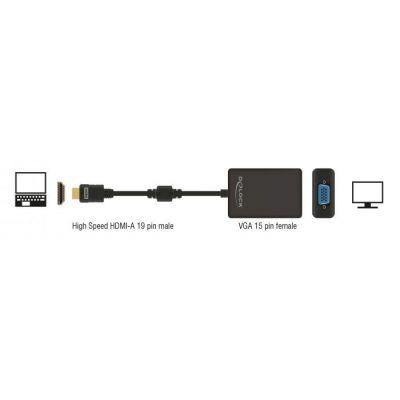 DELOCK αντάπτορας HDMI σε VGA 65512, 1080p, μαύρος | Λοιπά Καλώδια, Adaptors & Μετατροπείς στο smart-tech.gr