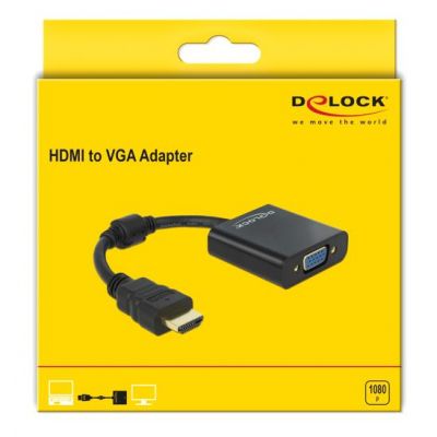 DELOCK αντάπτορας HDMI σε VGA 65512, 1080p, μαύρος | Λοιπά Καλώδια, Adaptors & Μετατροπείς στο smart-tech.gr