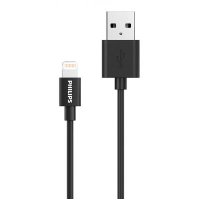 PHILIPS καλώδιο USB σε Lightning  DLC3104V-00, 1.2m, μαύρο | ΚΑΛΩΔΙΑ & ADAPTORS στο smart-tech.gr