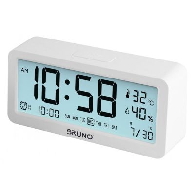 BRUNO ξυπνητήρι BRN-0062 με μέτρηση θερμοκρασίας και υγρασίας, λευκό | ΟΙΚΙΑΚΟΣ ΕΞΟΠΛΙΣΜΟΣ στο smart-tech.gr