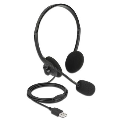 DELOCK headphones με μικρόφωνο 27178, stereo, USB, volume control, μαύρα | ΜΙΚΡΟΦΩΝΑ Η/Υ στο smart-tech.gr